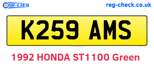 K259AMS are the vehicle registration plates.