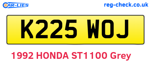 K225WOJ are the vehicle registration plates.