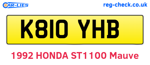 K810YHB are the vehicle registration plates.