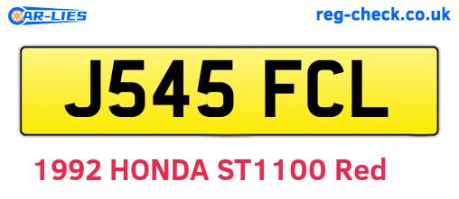 J545FCL are the vehicle registration plates.