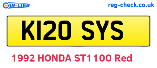 K120SYS are the vehicle registration plates.