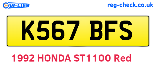 K567BFS are the vehicle registration plates.