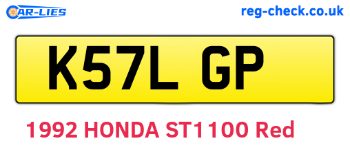 K57LGP are the vehicle registration plates.