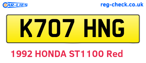 K707HNG are the vehicle registration plates.