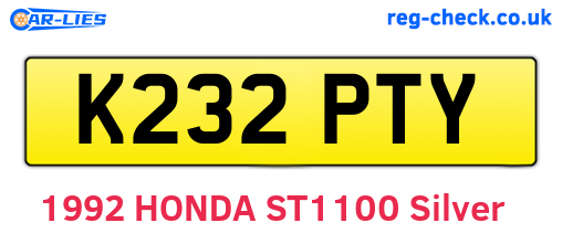 K232PTY are the vehicle registration plates.
