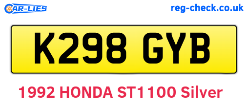 K298GYB are the vehicle registration plates.