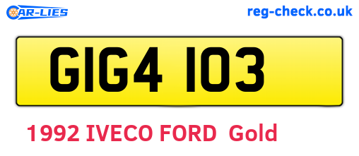GIG4103 are the vehicle registration plates.