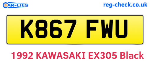 K867FWU are the vehicle registration plates.
