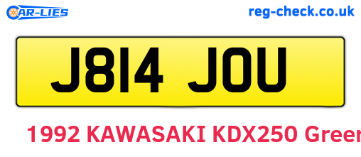 J814JOU are the vehicle registration plates.