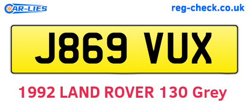 J869VUX are the vehicle registration plates.