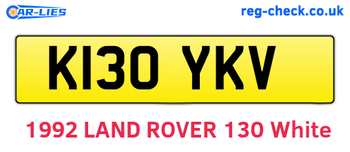 K130YKV are the vehicle registration plates.
