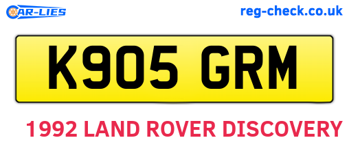 K905GRM are the vehicle registration plates.
