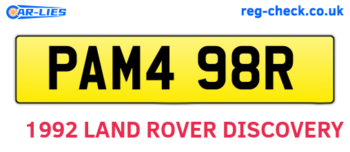 PAM498R are the vehicle registration plates.