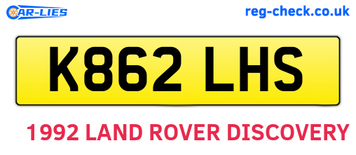 K862LHS are the vehicle registration plates.