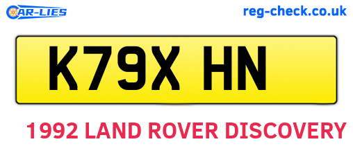 K79XHN are the vehicle registration plates.