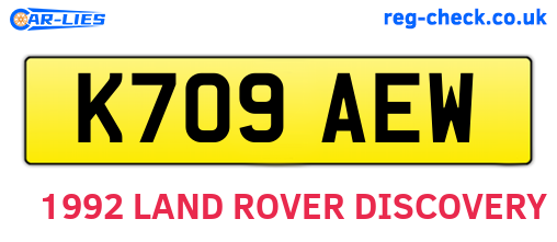 K709AEW are the vehicle registration plates.