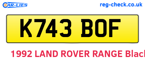 K743BOF are the vehicle registration plates.
