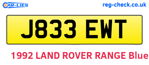 J833EWT are the vehicle registration plates.