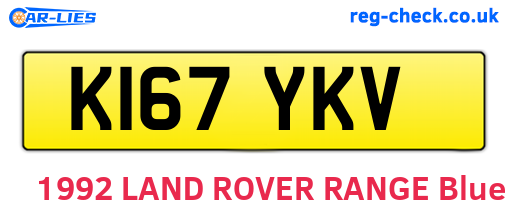 K167YKV are the vehicle registration plates.