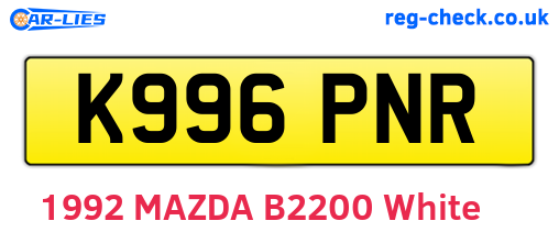 K996PNR are the vehicle registration plates.