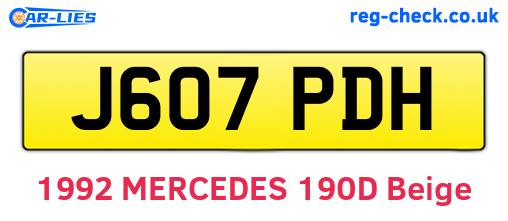 J607PDH are the vehicle registration plates.