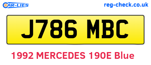 J786MBC are the vehicle registration plates.