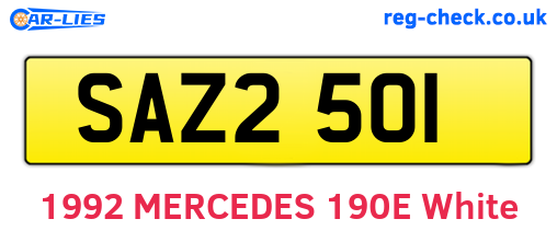 SAZ2501 are the vehicle registration plates.