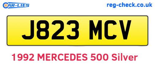 J823MCV are the vehicle registration plates.