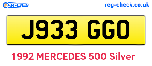 J933GGO are the vehicle registration plates.