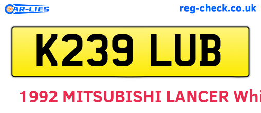 K239LUB are the vehicle registration plates.