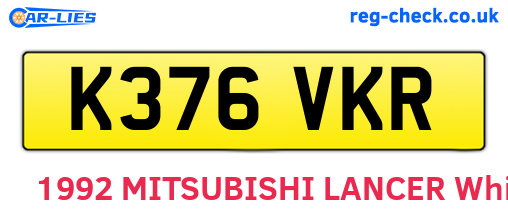 K376VKR are the vehicle registration plates.