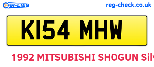 K154MHW are the vehicle registration plates.