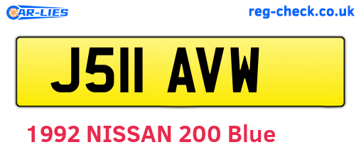 J511AVW are the vehicle registration plates.