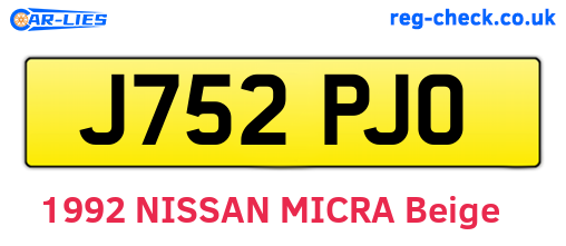 J752PJO are the vehicle registration plates.