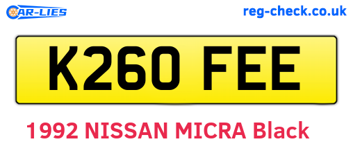 K260FEE are the vehicle registration plates.