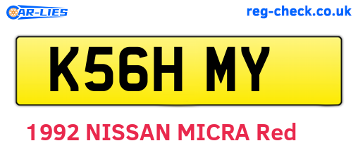 K56HMY are the vehicle registration plates.