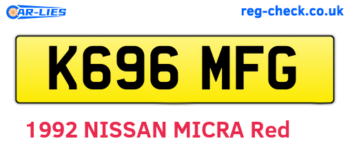 K696MFG are the vehicle registration plates.