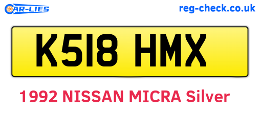 K518HMX are the vehicle registration plates.