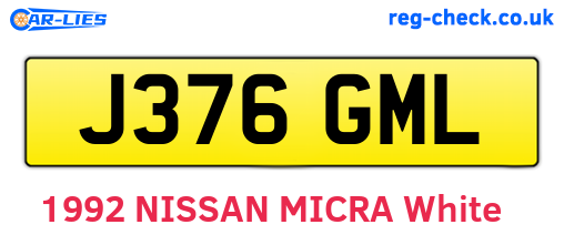 J376GML are the vehicle registration plates.