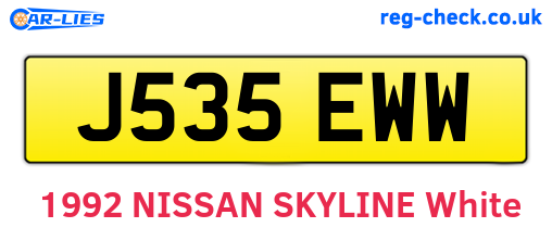 J535EWW are the vehicle registration plates.