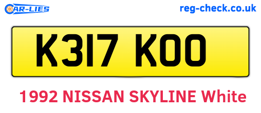 K317KOO are the vehicle registration plates.