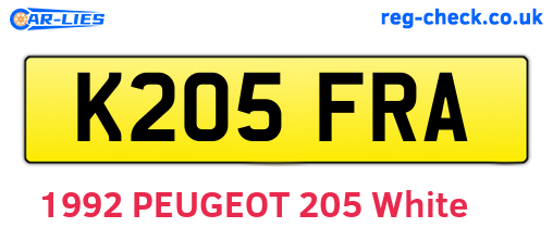 K205FRA are the vehicle registration plates.
