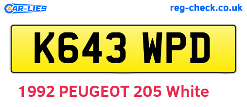 K643WPD are the vehicle registration plates.