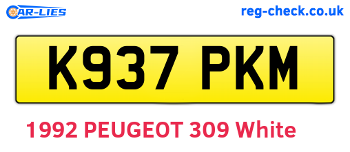 K937PKM are the vehicle registration plates.