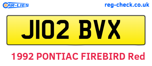 J102BVX are the vehicle registration plates.