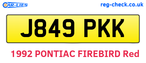 J849PKK are the vehicle registration plates.