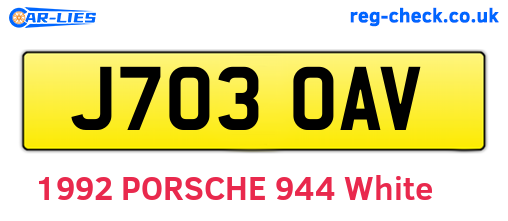J703OAV are the vehicle registration plates.