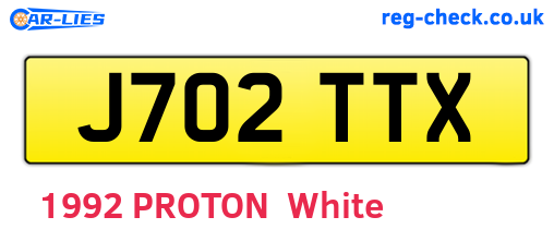 J702TTX are the vehicle registration plates.