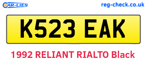 K523EAK are the vehicle registration plates.