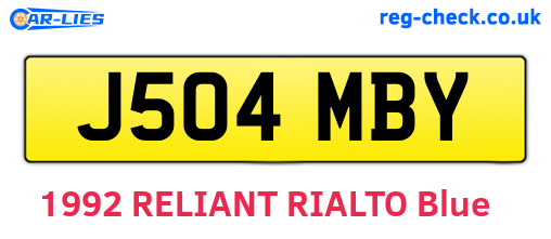 J504MBY are the vehicle registration plates.